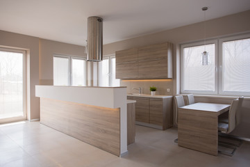 Wooden kitchen in luxury house