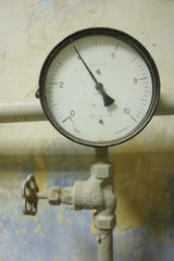 Old pressure gauge in the boiler room