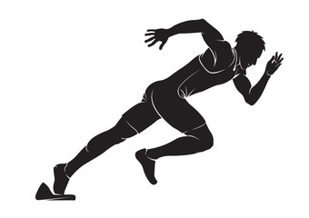 Runner. Vector silhouette isolated on white