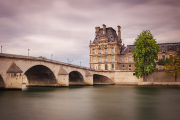 Pont du Carrousel in Paris from Seine river