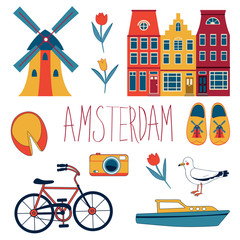 Colorful Amsterdam set - obrazy, fototapety, plakaty