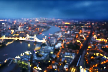 Foto op Canvas bokeh of London aerial view with Tower Bridge, UK © Iakov Kalinin