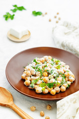salad with chickpeas, feta and parsley