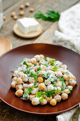salad with chickpeas, feta and parsley