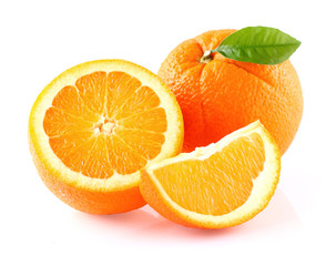 Orange fruit with leaf