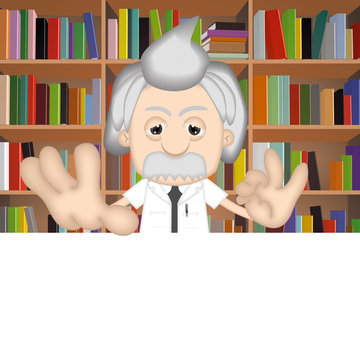 Albert Einstein Funny Cartoon Comic Illustration Professor