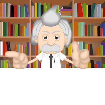 Albert Einstein Funny Cartoon Comic Illustration Professor