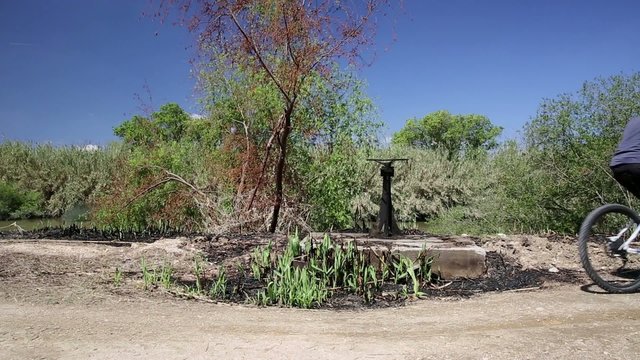 mountain bicycle riding in a country road