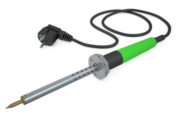 Soldering iron with green handle