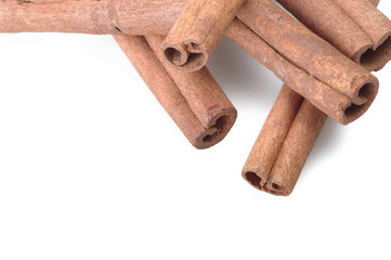cinnamon stick and star anise spice on the white
