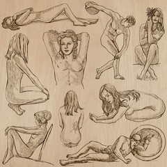 Fototapeta na wymiar Nudity in Art - Hand drawn vectors