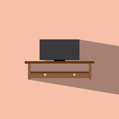table and television flat icon  vector illustration eps10