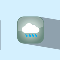cloud and rain button icon flat  vector illustration eps10