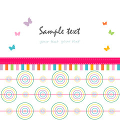 Colorful abstract greeting card circle and butterfly