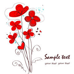 Obraz na płótnie Canvas Abstract red floral greeting card