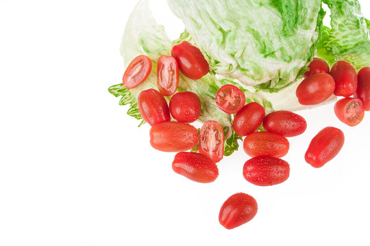 salad with tomatoes isolated on white background