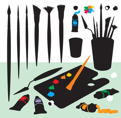 Art Supplies Color Silhouettes