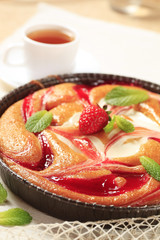 Cheese and strawberry sponge cake