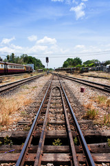 Fototapeta na wymiar Railway on station, outdoor landscape