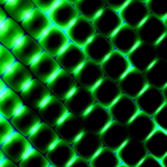 3d Square Shapes Under Green Light. Beautiful Background.