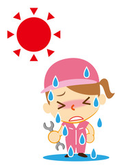 Obraz premium 大汗 女性整備員