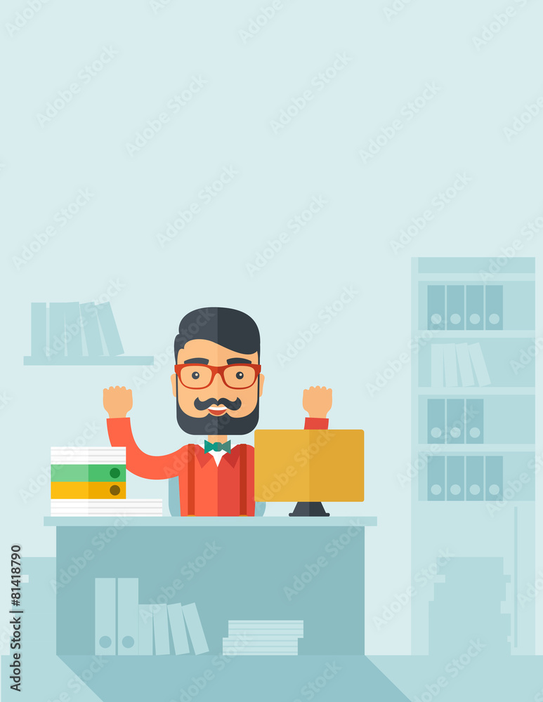 Poster happy businessman