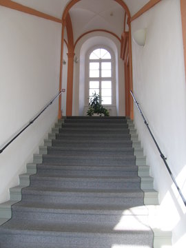 Staircase and window in the main entrance.