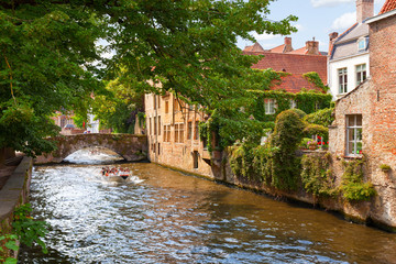 Fototapeta na wymiar Groenerei or Green canal of Bruges, Belgium.