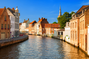 Canal of Bruges in a sunny day, Belgium