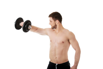 Obraz na płótnie Canvas Muscular sports man weightlifting.