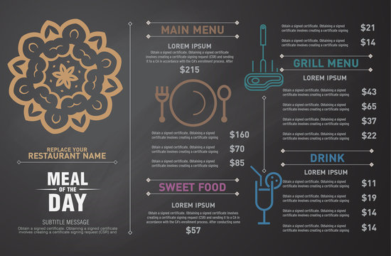 Restaurant menu design.