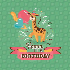 Vintage birthday greeting card with giraffe