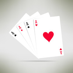 Four aces hand composition in realistic and clean design. Card