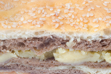 background of bun with sesame seeds