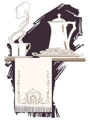 Vector vignette. The sketch on the theme of breakfast.