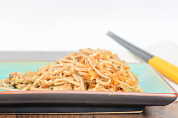 China noodles with vegetables and meat