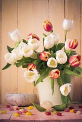 Easter still life bouquet spring tulips