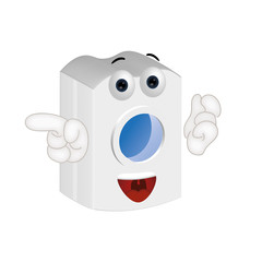 Funny washing machine cartoon illustration comic