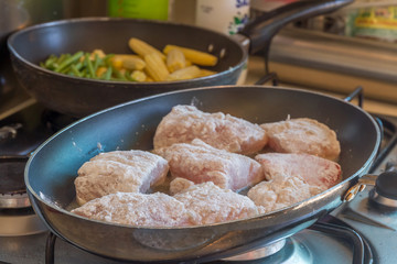 fish fillet cooking on fry pan, food preparation, cooking time