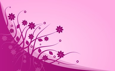 Pink abstract background with floral ornaments