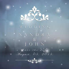 Wedding card or invitation with abstract floral background. Gree