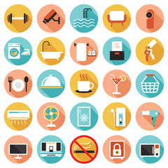 Hotel Accommodation Amenities Services Icons Set B