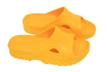 Yellow Flip Flops On White Background