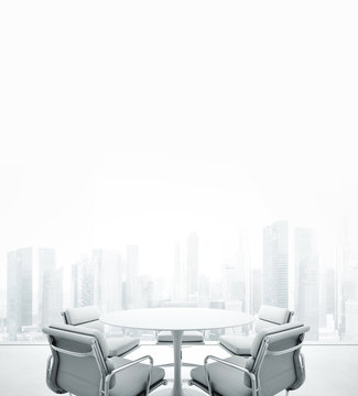 White meeting room with panoramic window