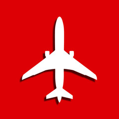 Airplane on red background