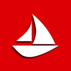 Sailboat on red background