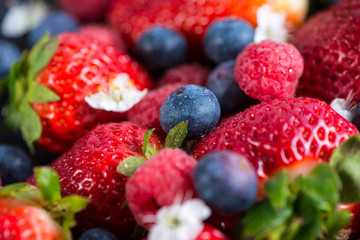 close view on fresh vibrant berries fruits