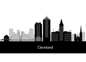 Cleveland, Ohio skyline. Detailed vector silhouette