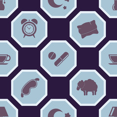 Seamless background with  sleeping icons for your design