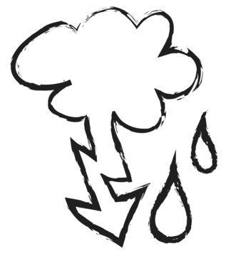 doodle cloud with lightning icon